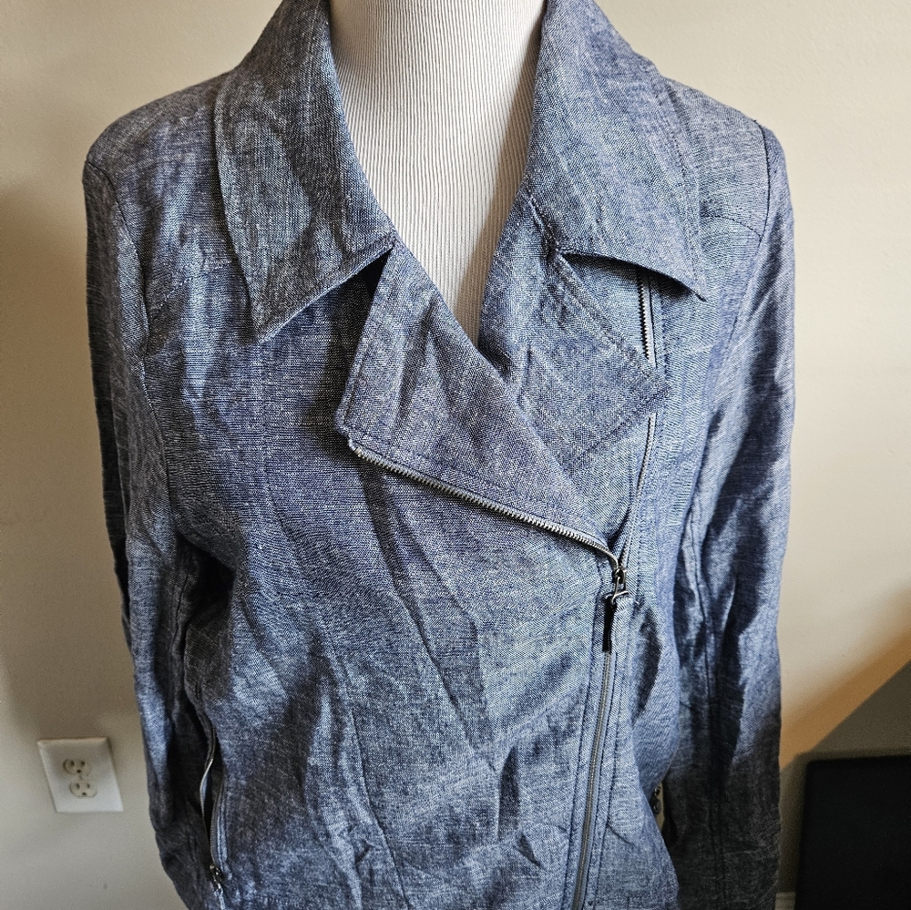 Max Studio Light Blue Denim-Style Jean Jacket - Picture 9 of 14